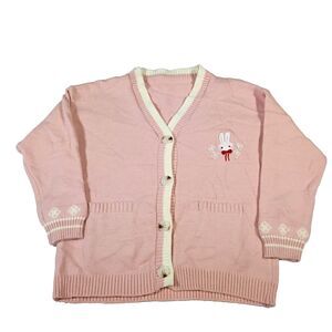 Kawaii Rabbit Pink Cardigan Sweater Women's M/L Schoolgirl Cosplay Varsity